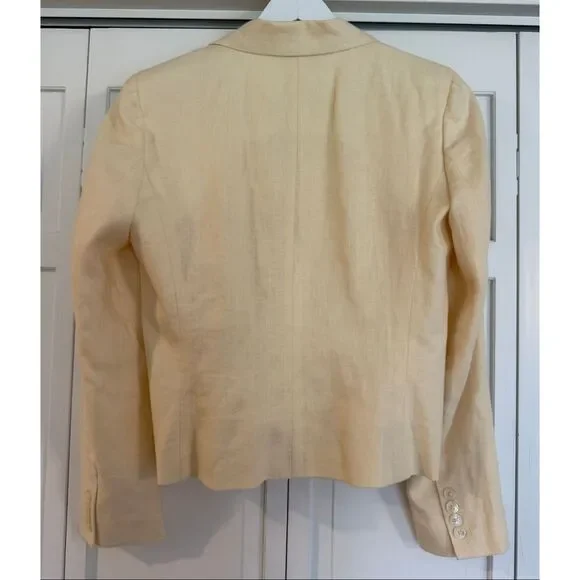 Lauren Ralph Lauren 100% linen butter yellow 3 button blazer 10 petite - Picture 6 of 6